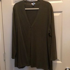 JJill olive green cardigan sweater